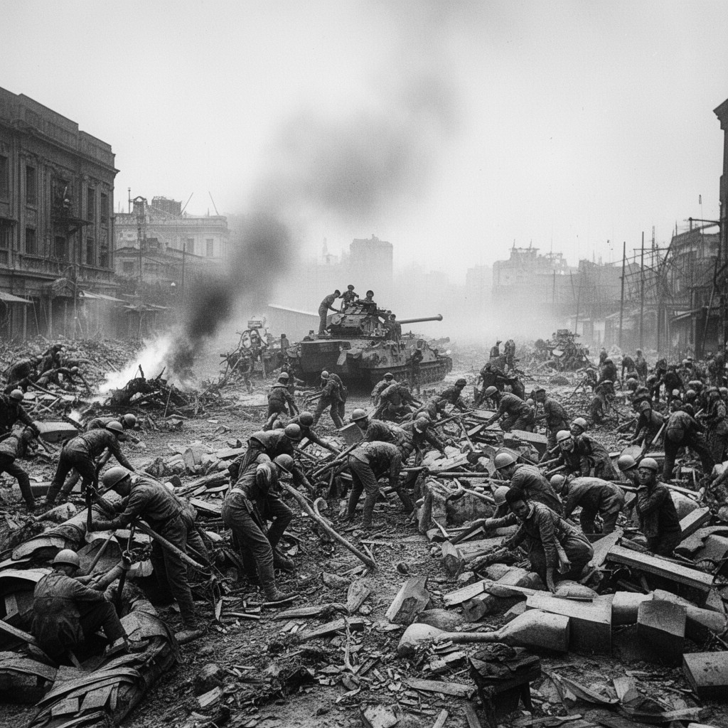 AI-generated illustration of Battle of Shanghai (1937)
