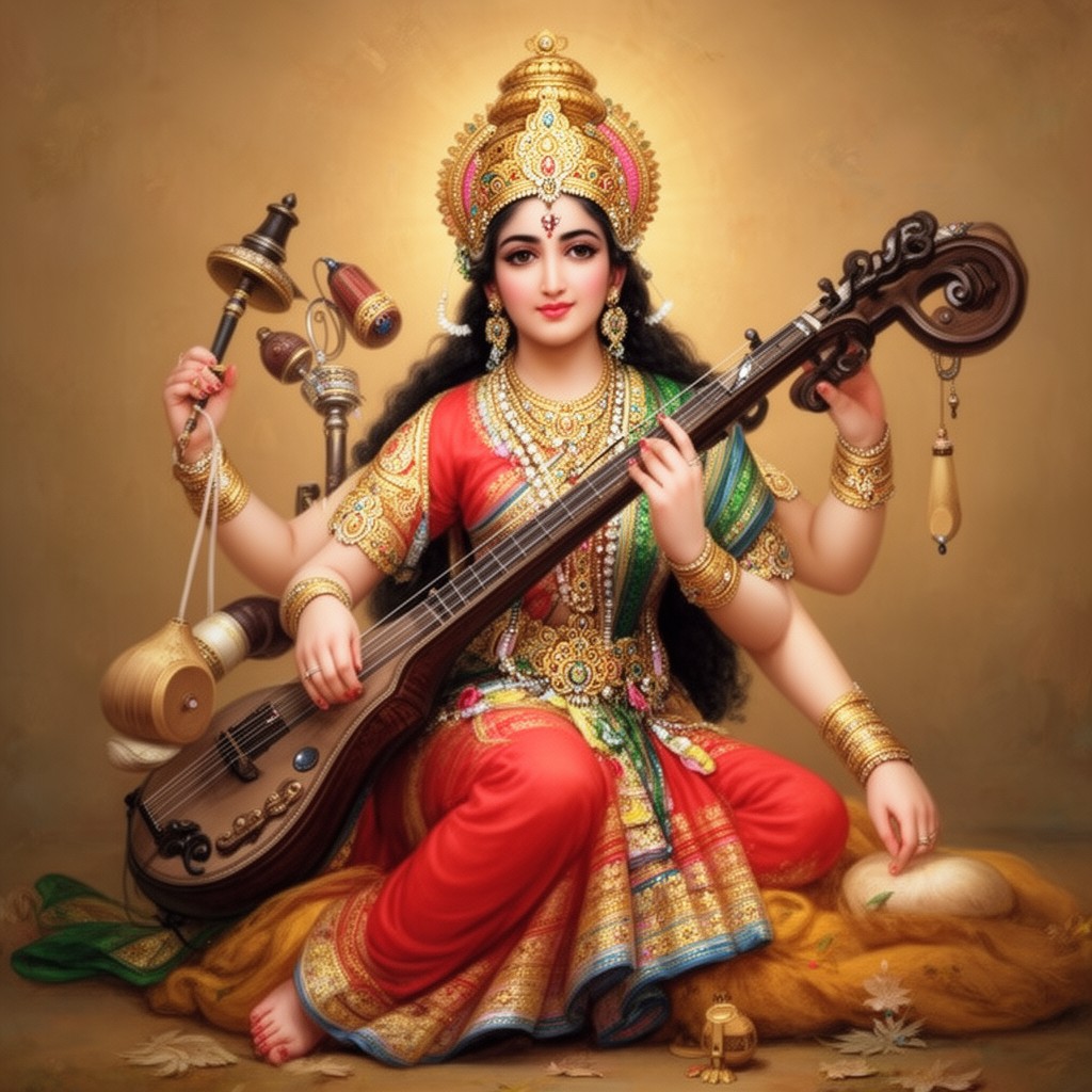 AI-generated illustration of Saraswati