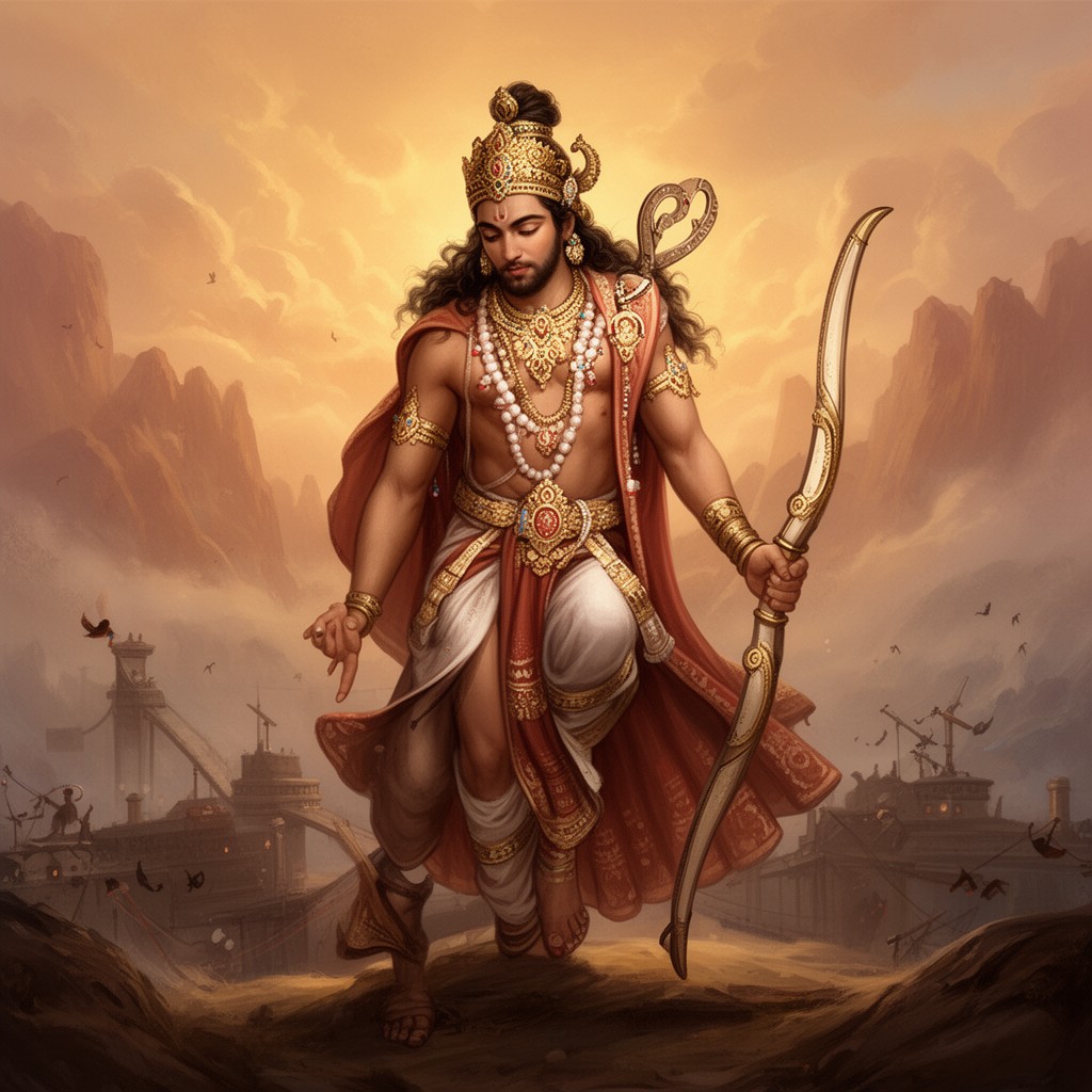 AI-generated illustration of Arjuna