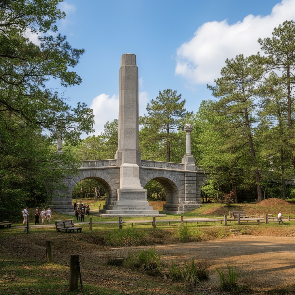 AI-generated illustration of North Bridge monument in Concord
