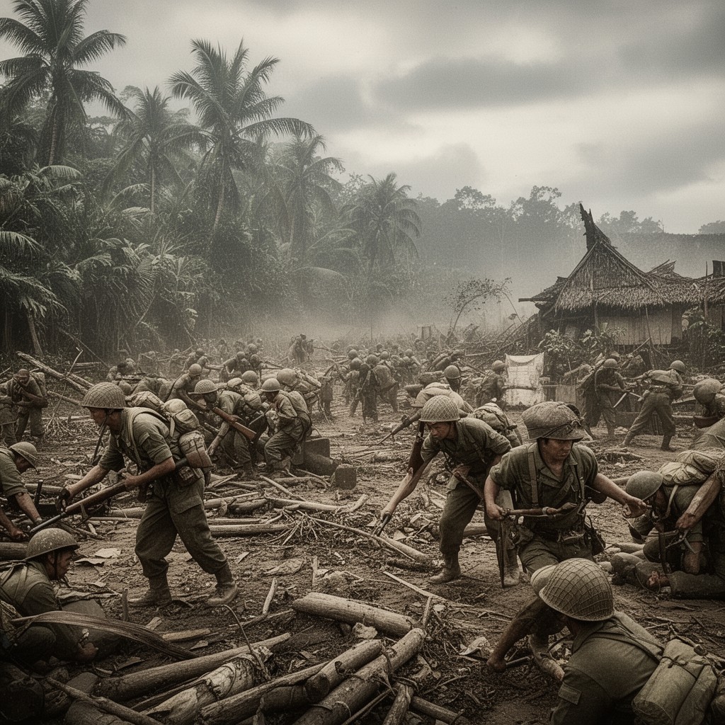 AI-generated illustration of South-East Asian theatre of World War II
