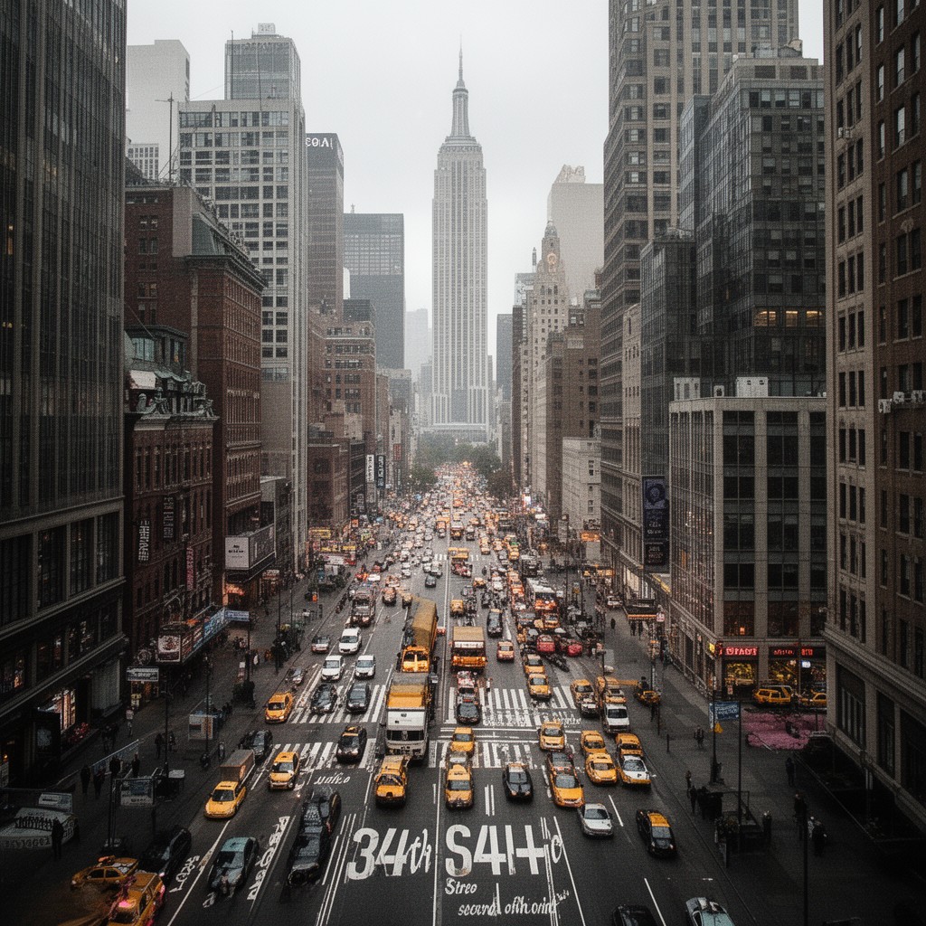 AI-generated illustration of West 34th Street