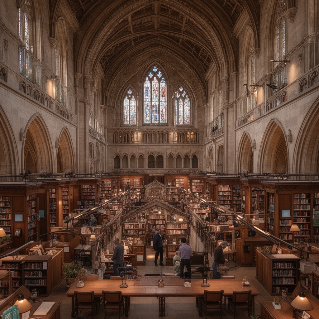 AI-generated illustration of Sterling Memorial Library