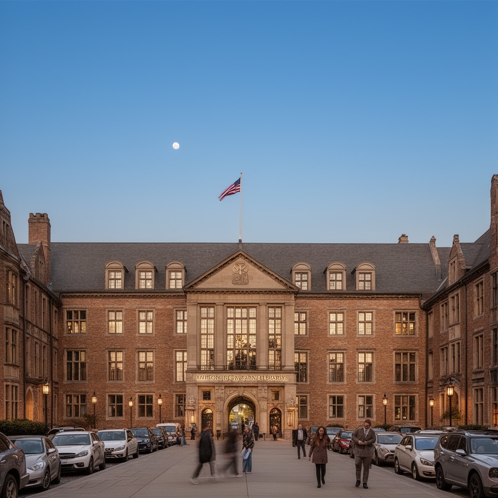 AI-generated illustration of Penn Libraries