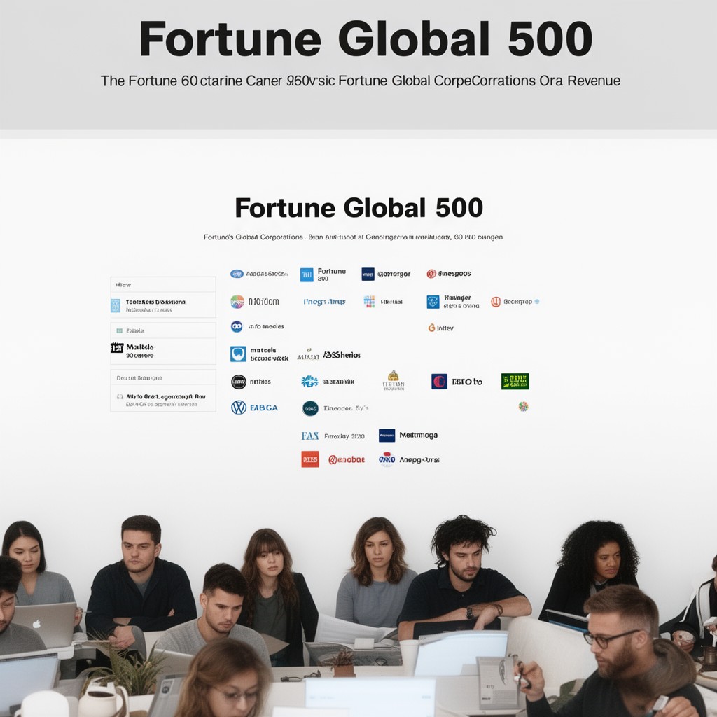 AI-generated illustration of Fortune Global 500 list of largest global corporations by revenue