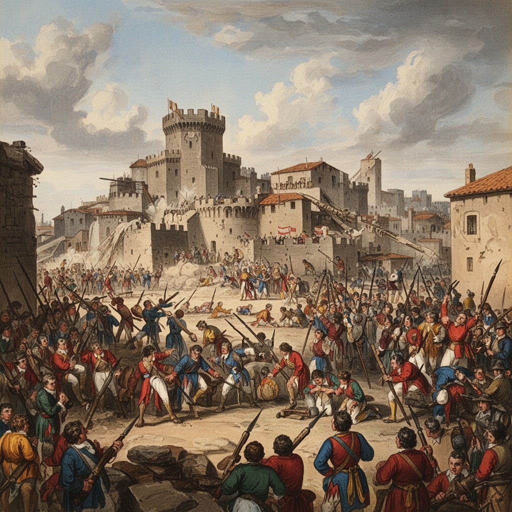AI-generated illustration of Siege of Barcelona (1713–1714)