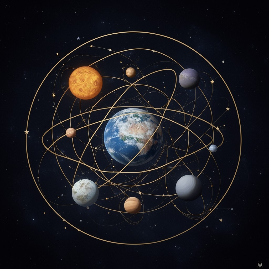 AI-generated illustration of Ptolemaic system