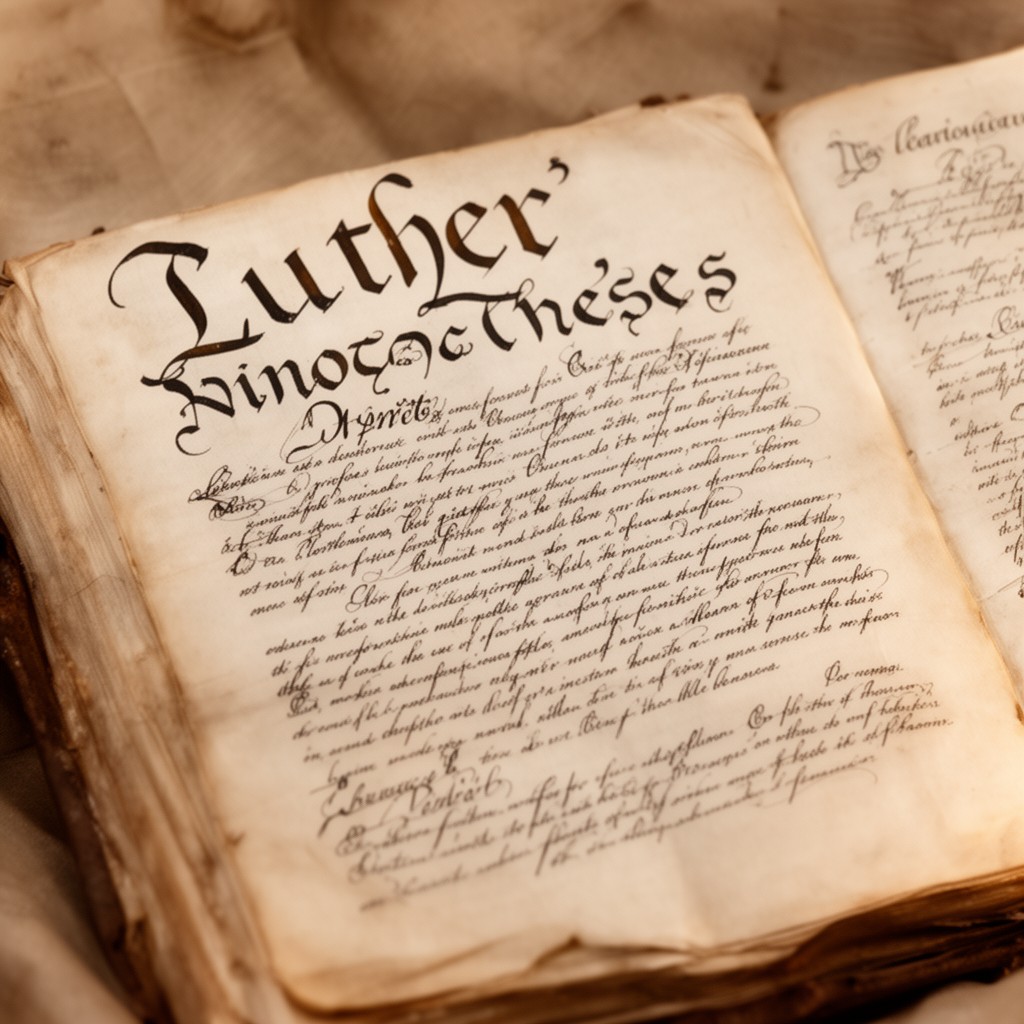 AI-generated illustration of Luther’s Ninety-five Theses