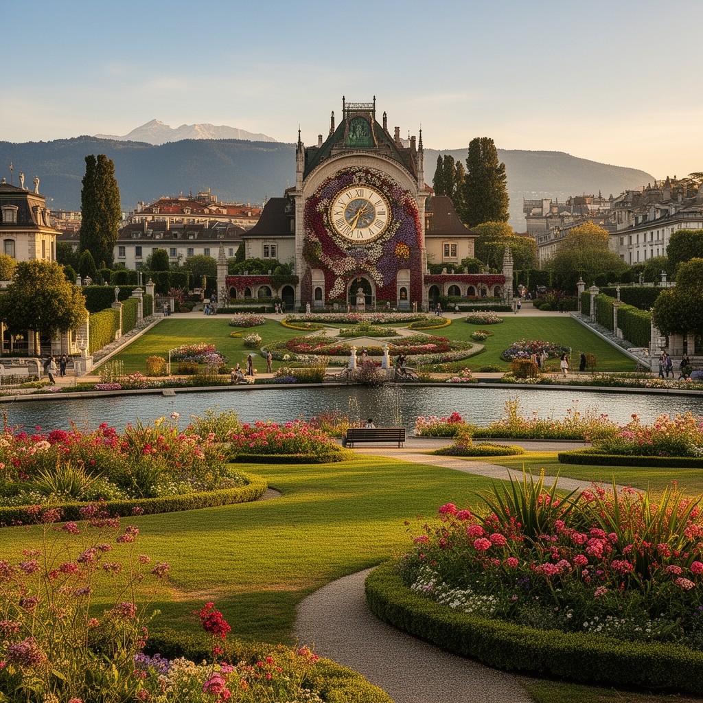 AI-generated illustration of English Garden of Geneva