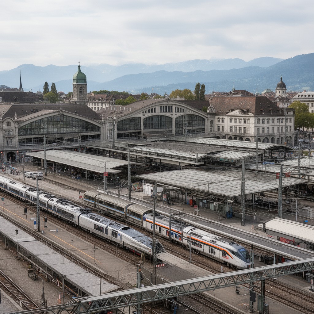 AI-generated illustration of Bern railway station