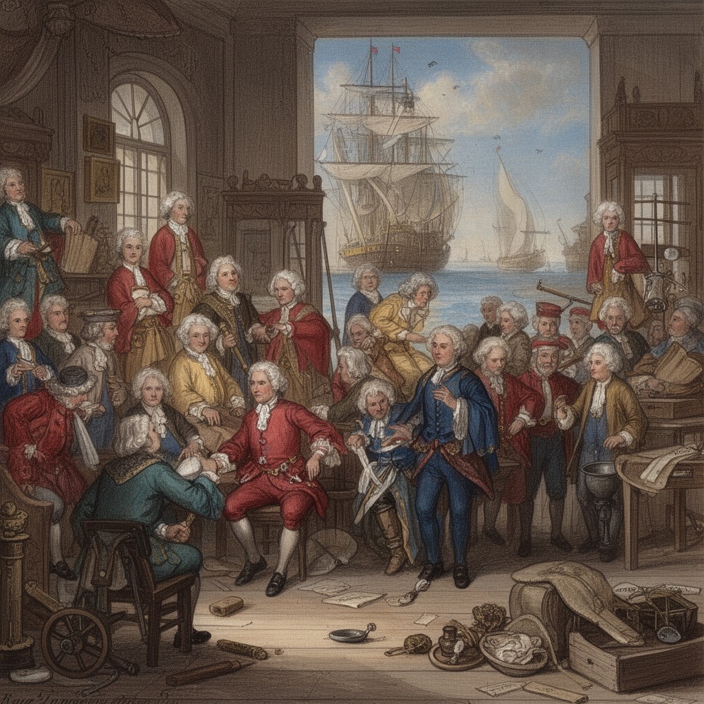 AI-generated illustration of English merchants of the Company of Adventurers