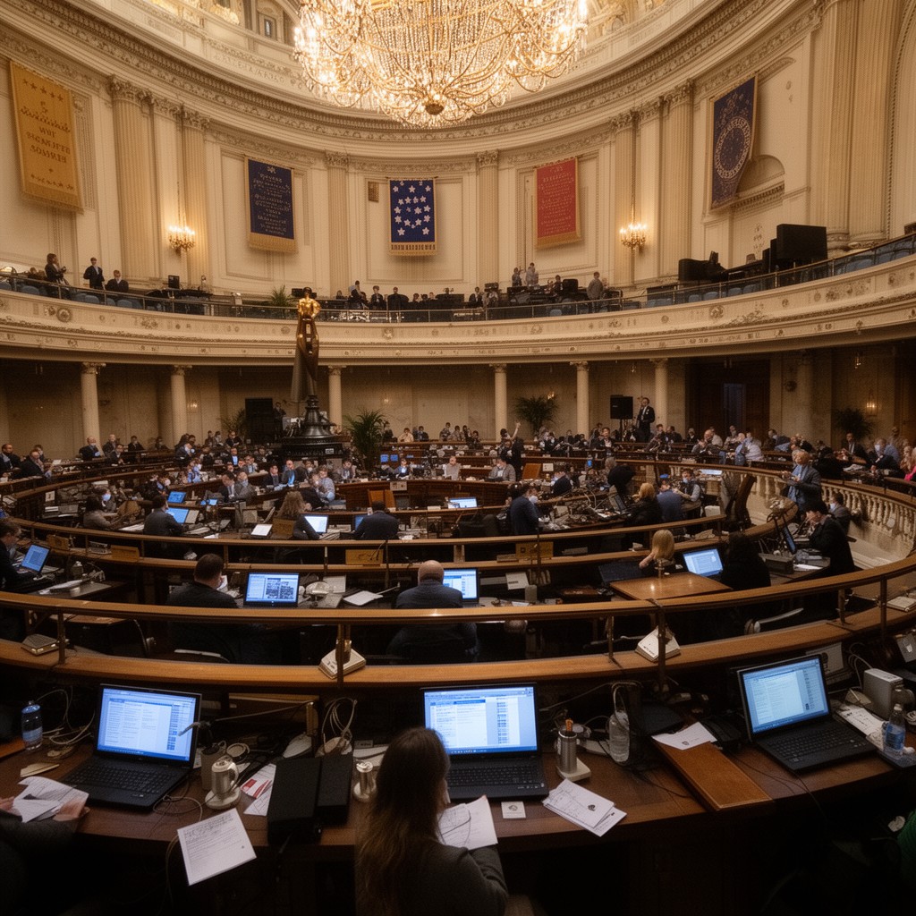 AI-generated illustration of Senate press galleries