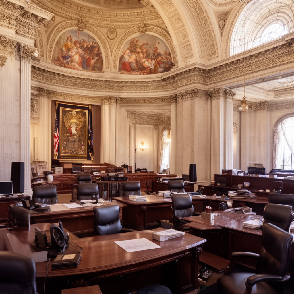 AI-generated illustration of Senate leadership offices