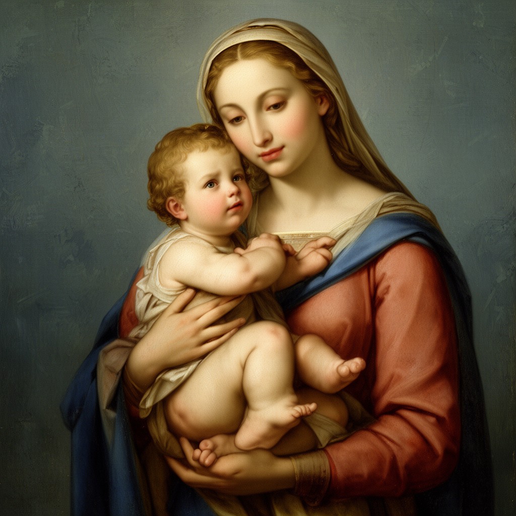 AI-generated illustration of Madonna and Child