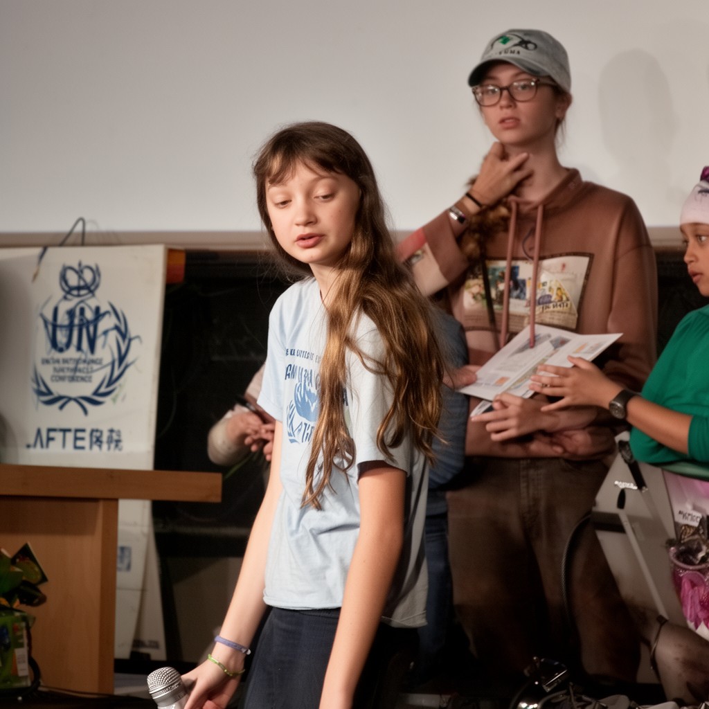 AI-generated illustration of Greta Thunberg’s address to the UN Climate Change Conference (COP24)