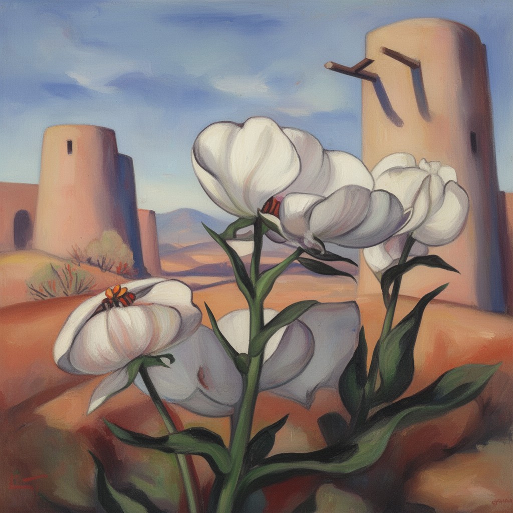 AI-generated illustration of Georgia O’Keeffe