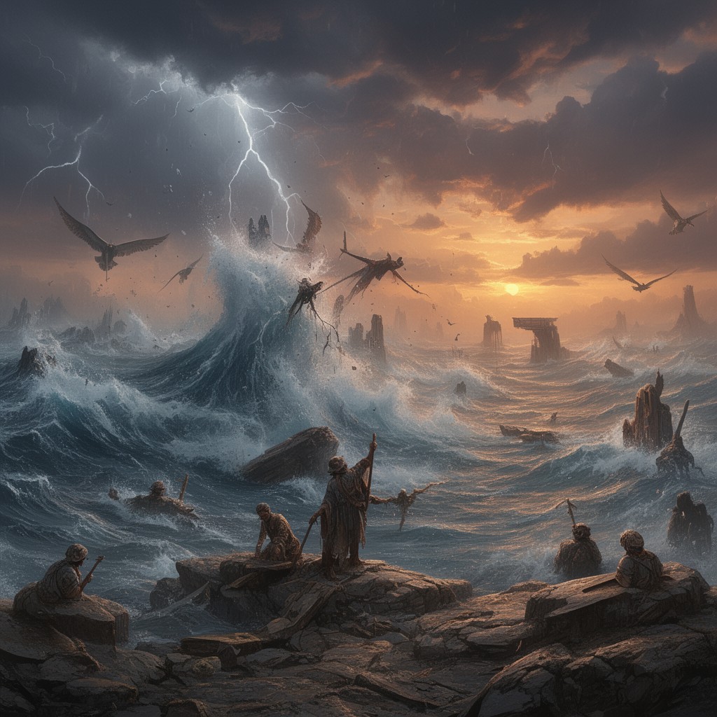AI-generated illustration of ten plagues of Egypt