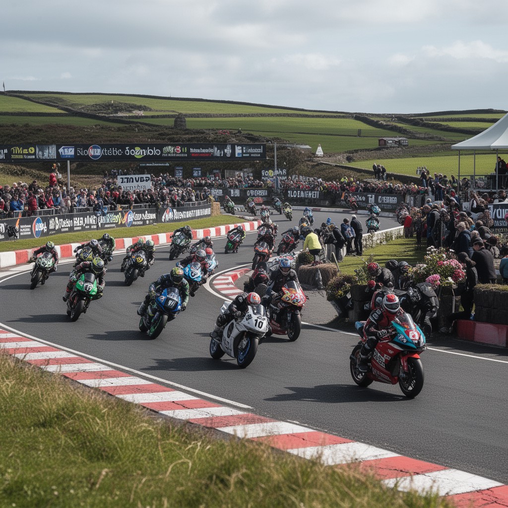 AI-generated illustration of Isle of Man TT motorcycle races