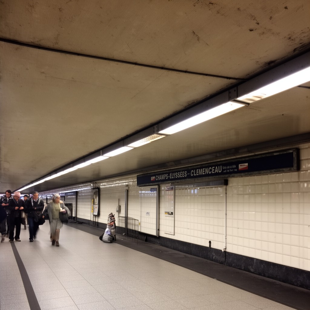 AI-generated illustration of Champs-Élysées–Clemenceau metro station