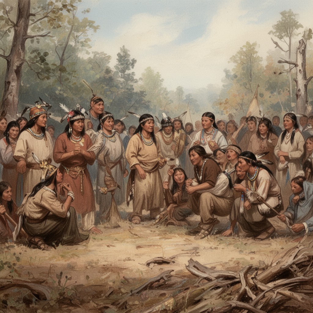 AI-generated illustration of Pequot people
