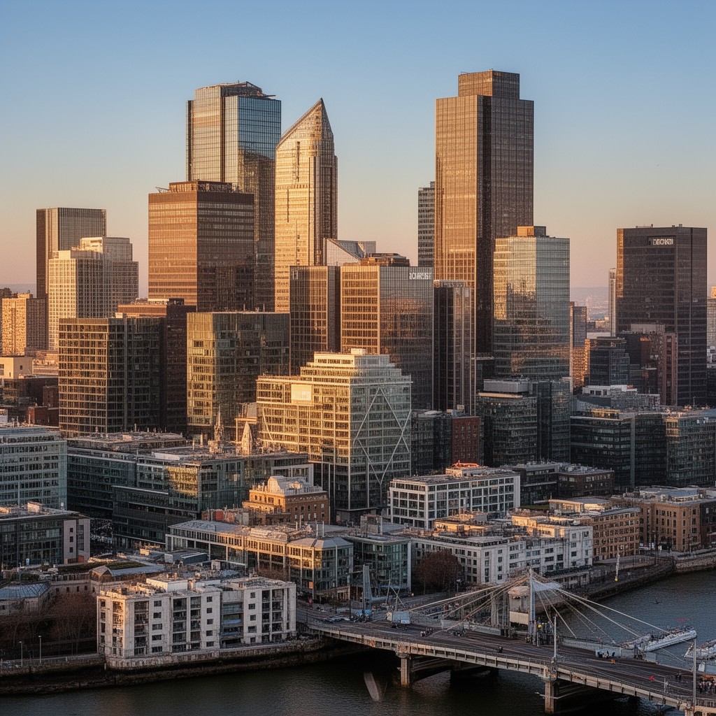 AI-generated illustration of Canary Wharf