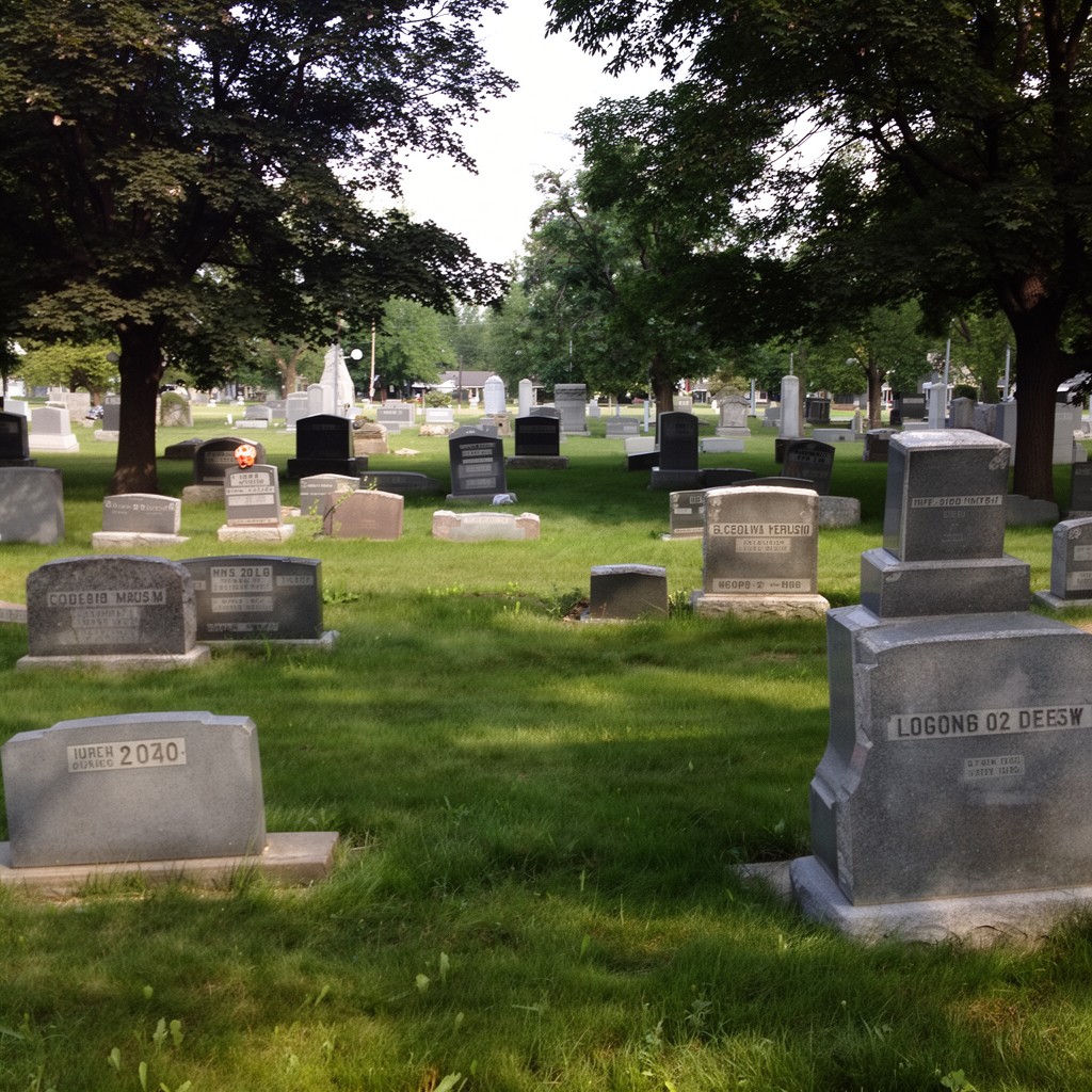 AI-generated illustration of Roselawn Cemetery, Champaign, Illinois, United States