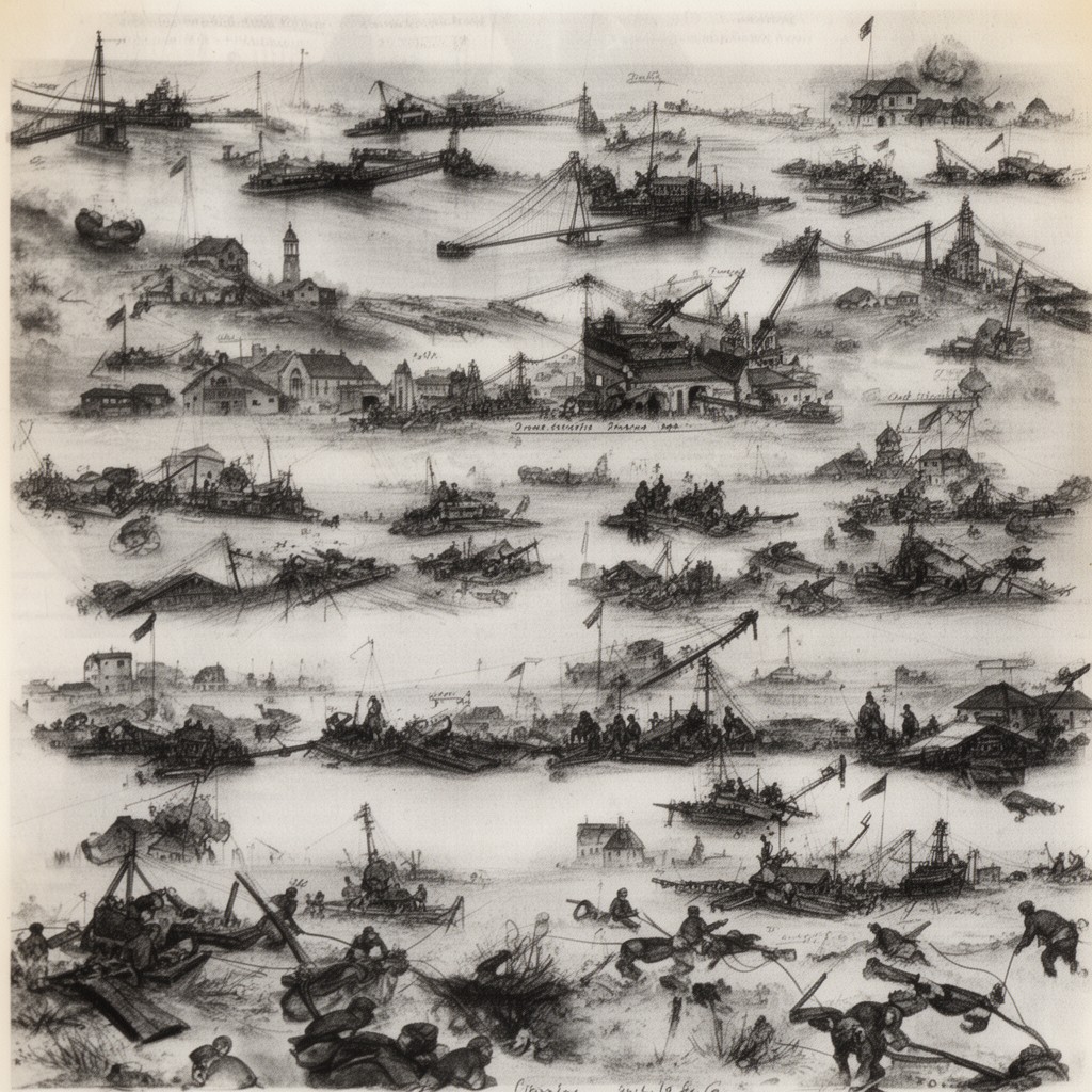 AI-generated illustration of Crossing of the Rhine
