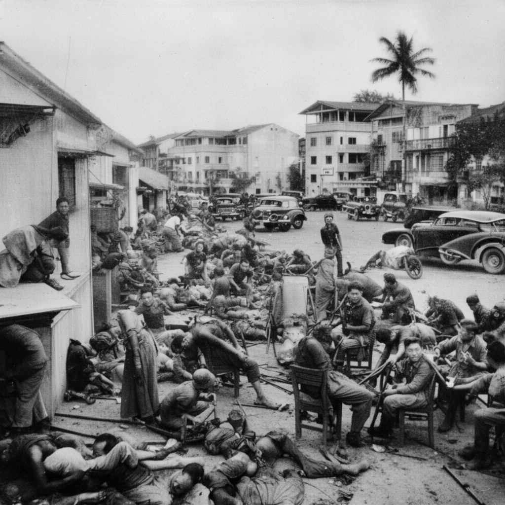 AI-generated illustration of Japanese occupation of Singapore