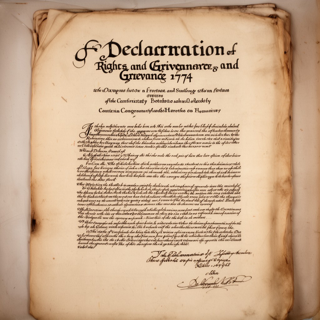 AI-generated illustration of Declaration of Rights and Grievances (1774)