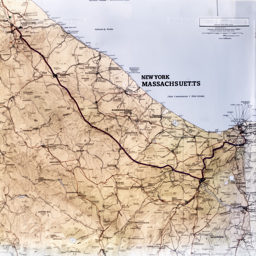 AI-generated illustration of New York–Massachusetts border