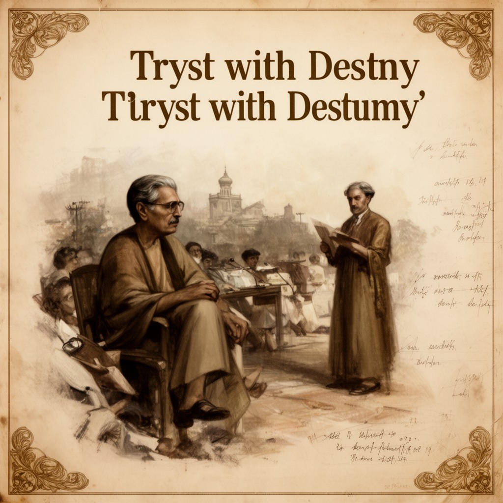 AI-generated illustration of Tryst with Destiny speech