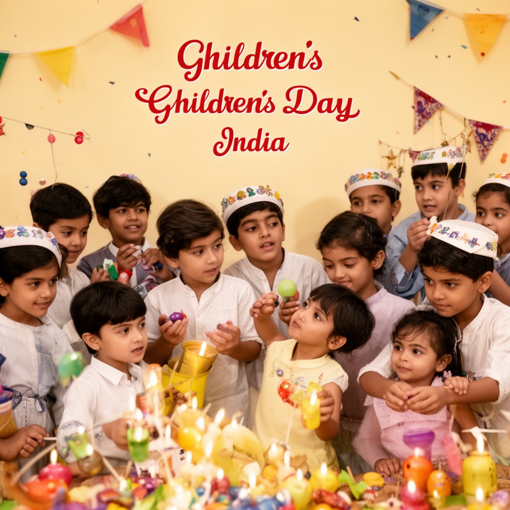 AI-generated illustration of Children's Day in India
