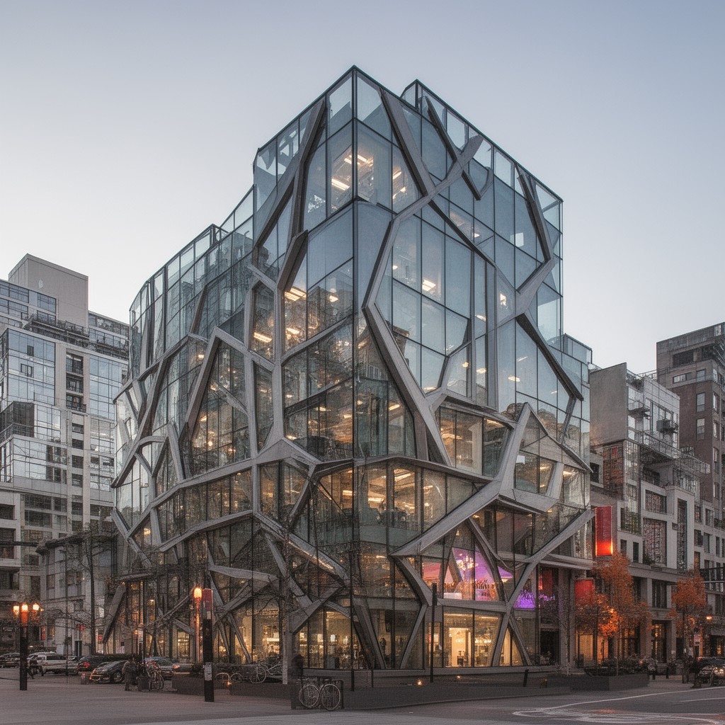 AI-generated illustration of Seattle Central Library
