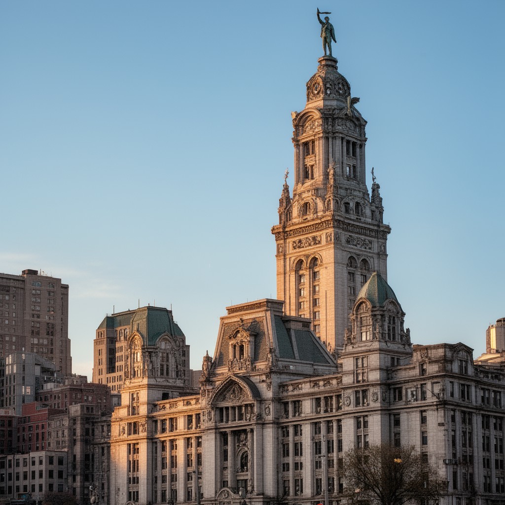 AI-generated illustration of Philadelphia City Hall