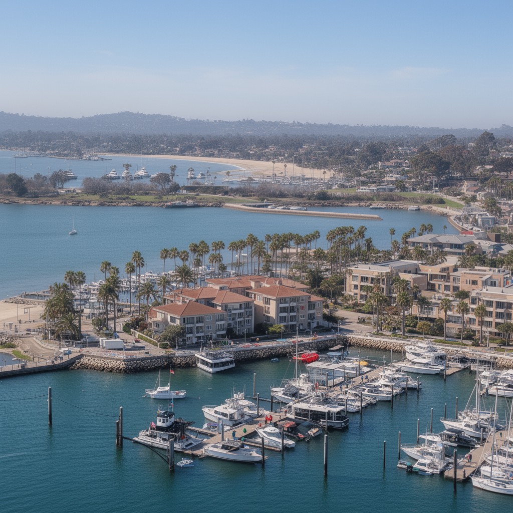 AI-generated illustration of Huntington Harbor