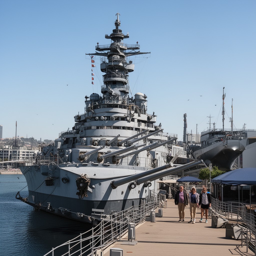 AI-generated illustration of Battleship USS Iowa Museum