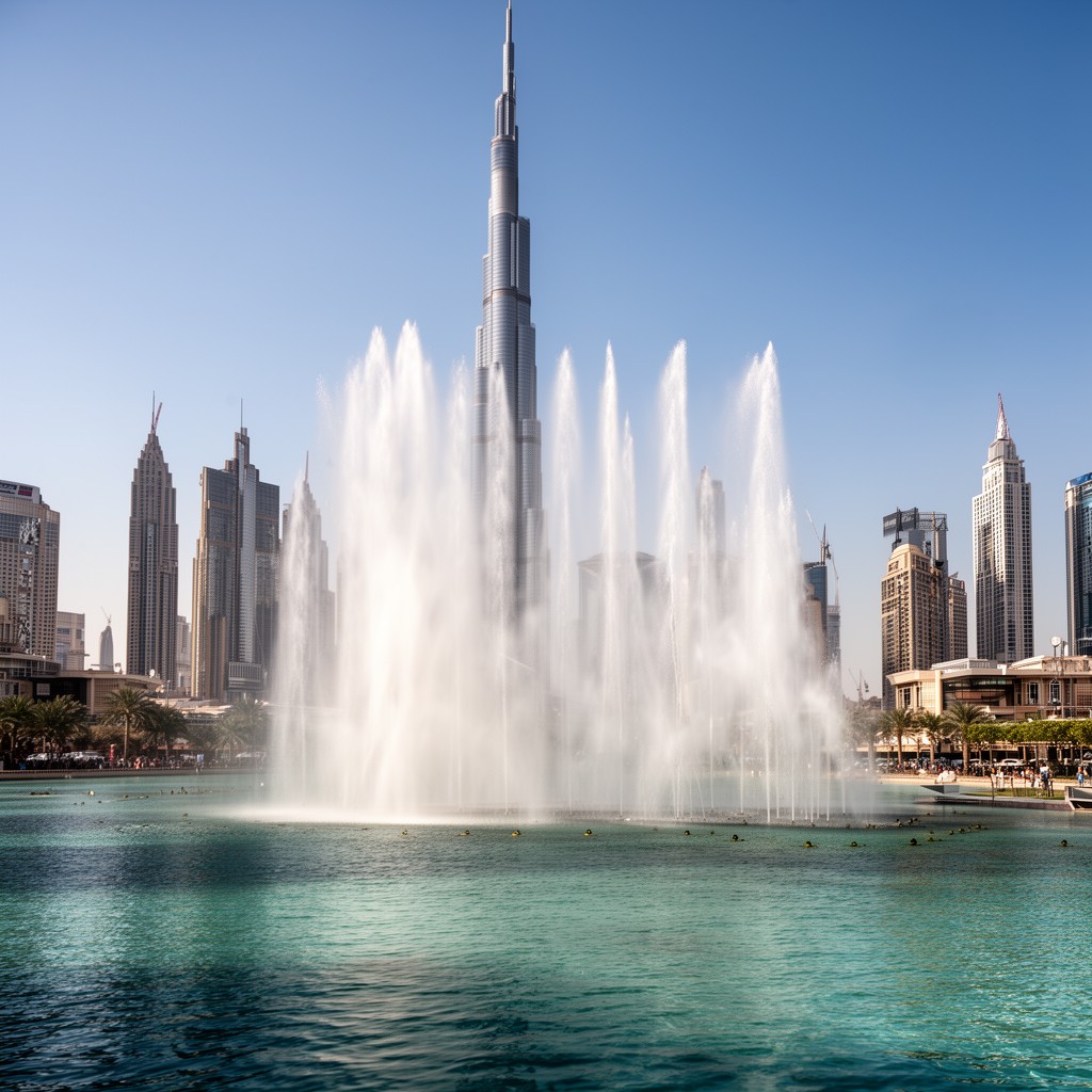 AI-generated illustration of Dubai Fountain