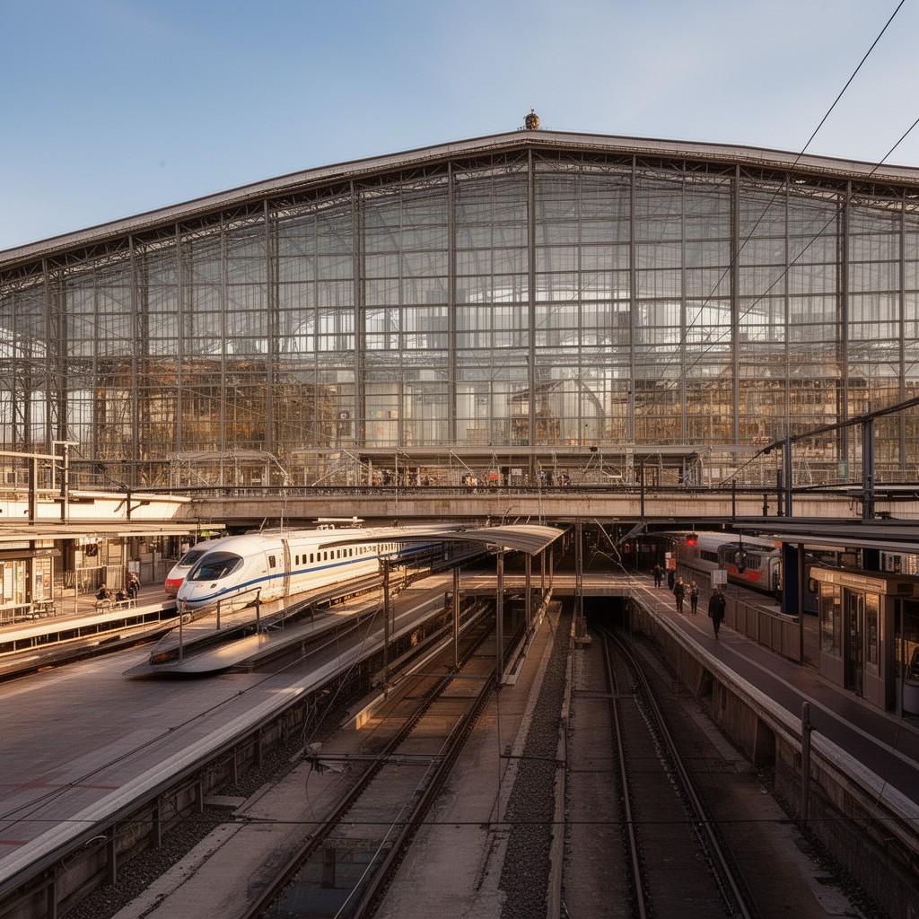 AI-generated illustration of Lyon-Part-Dieu railway station