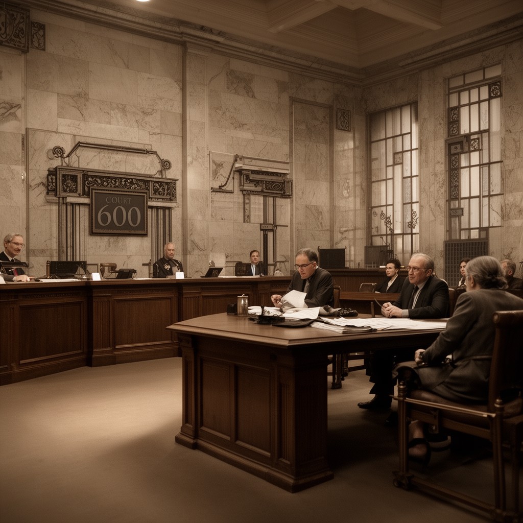 AI-generated illustration of Courtroom 600