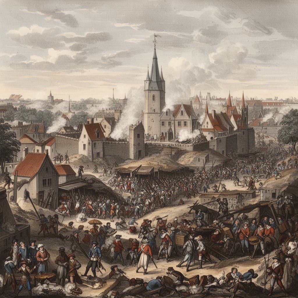 AI-generated illustration of siege of Grave (1674) in the Franco-Dutch War