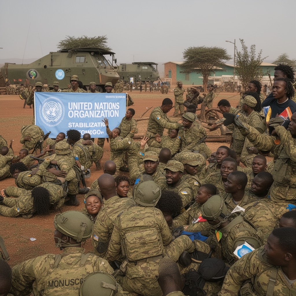 AI-generated illustration of United Nations Organization Stabilization Mission in the Democratic Republic of the Congo