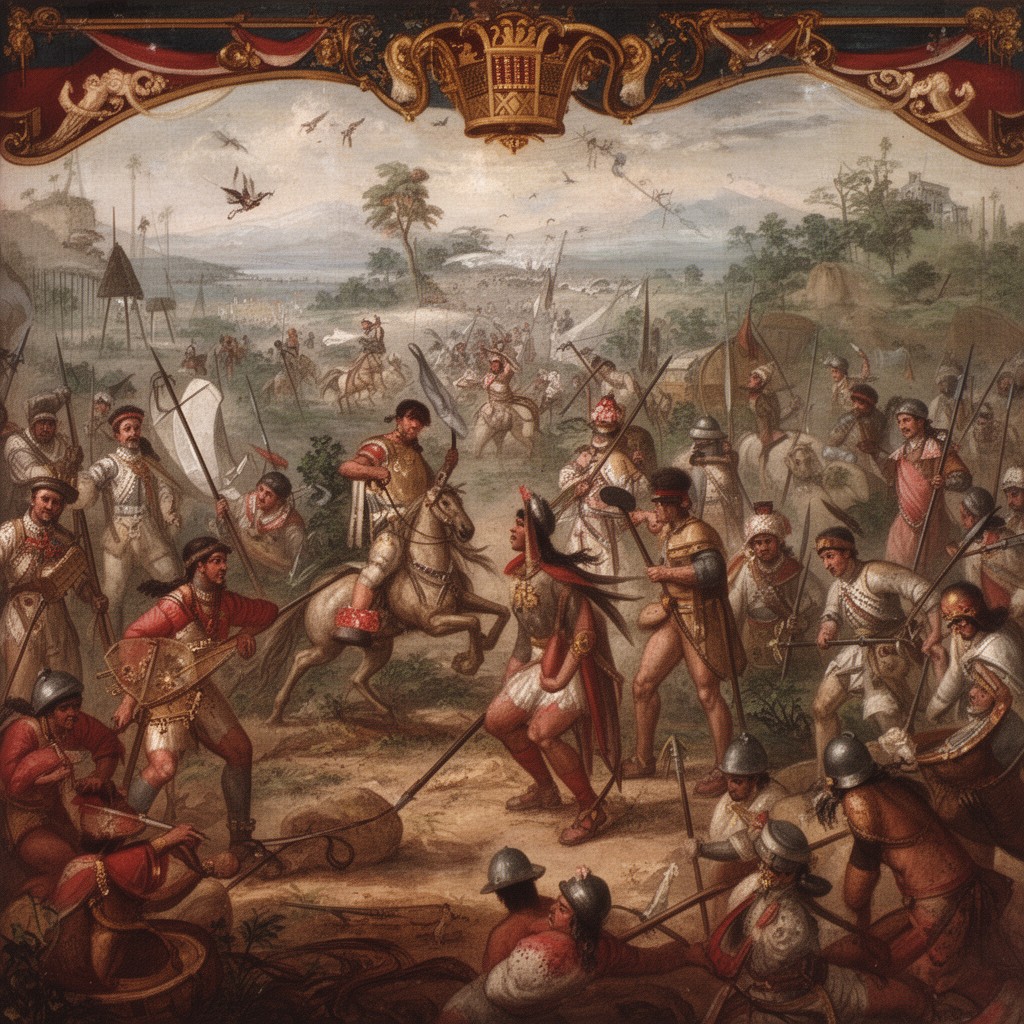 AI-generated illustration of Spanish conquest of Guatemala