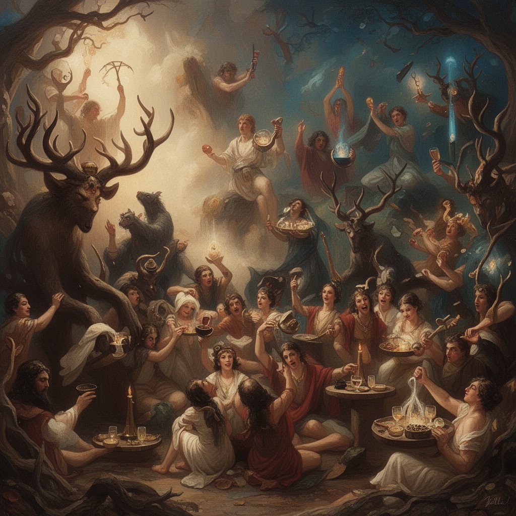 AI-generated illustration of Dionysian Mysteries