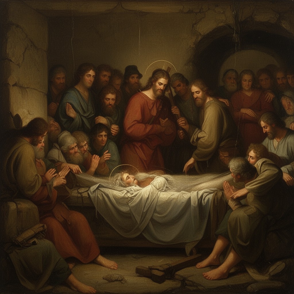 AI-generated illustration of Burial of Jesus