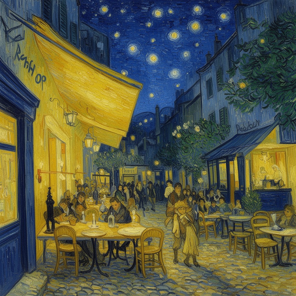 AI-generated illustration of Café Terrace at Night