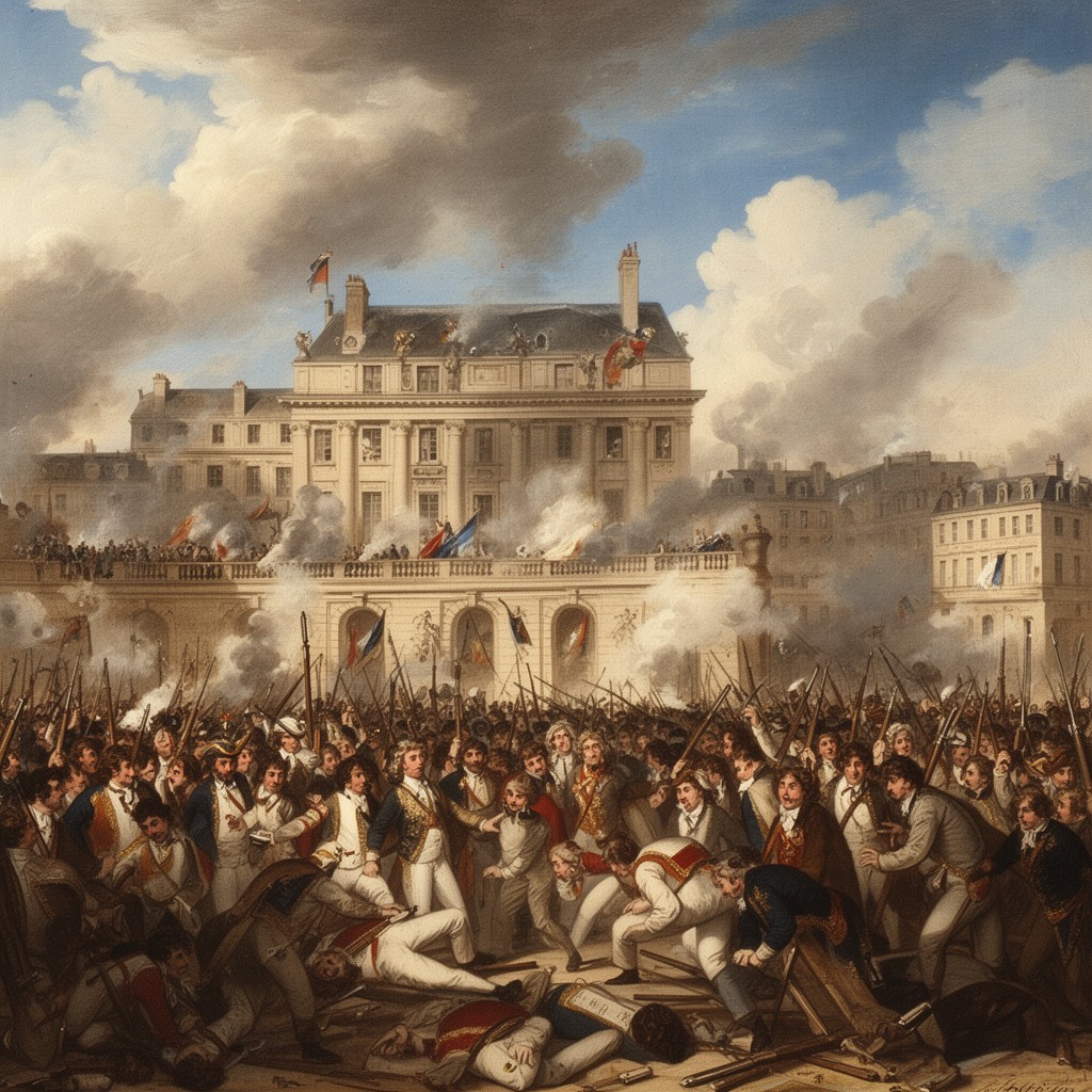 AI-generated illustration of Storming of the Tuileries Palace