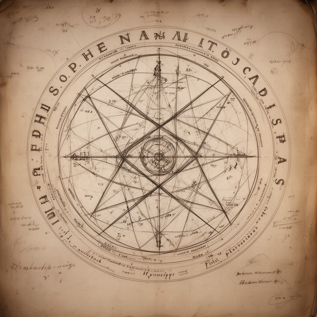 AI-generated illustration of Philosophiæ Naturalis Principia Mathematica