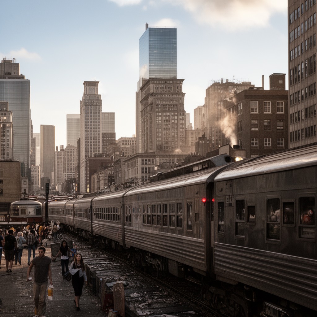 AI-generated illustration of New York–Philadelphia–Pittsburgh–Chicago