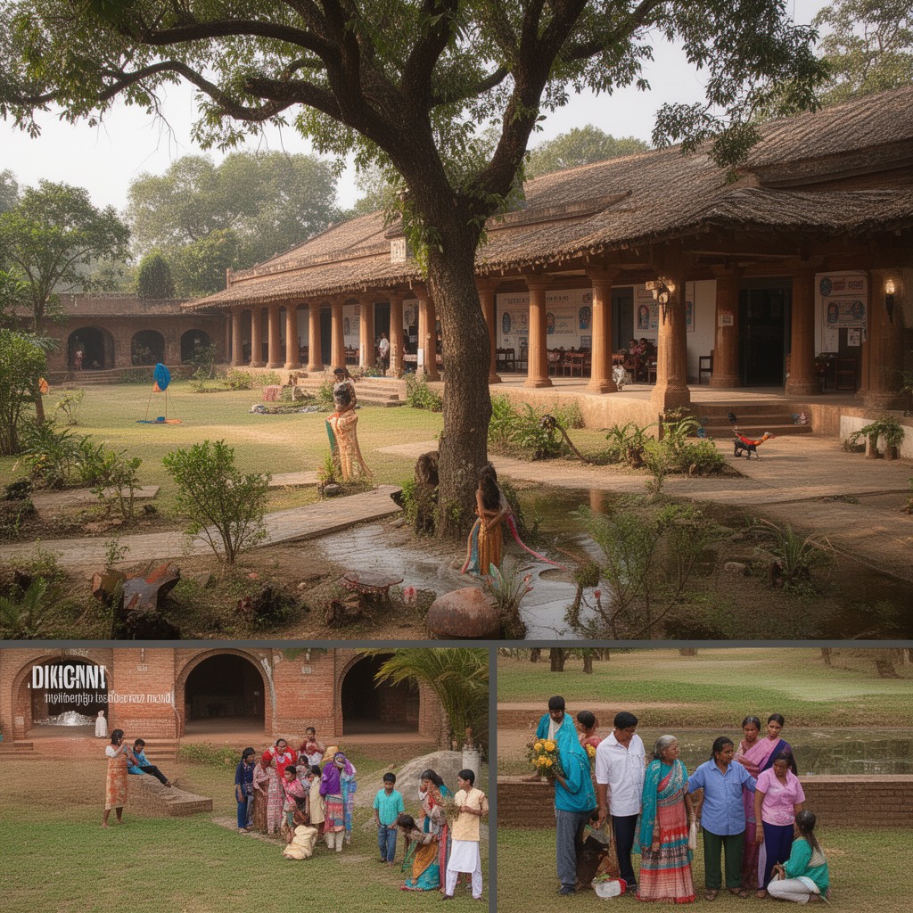 AI-generated illustration of Santiniketan