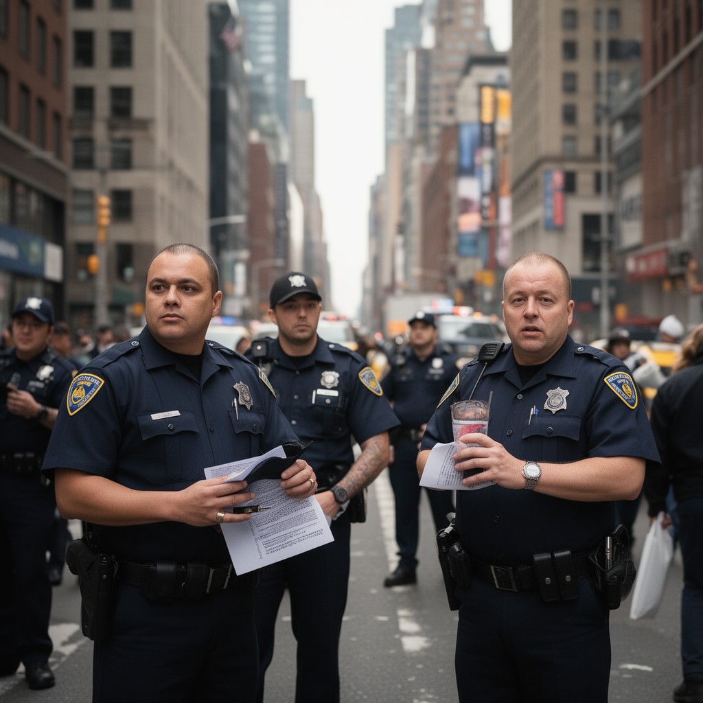 AI-generated illustration of New York City auxiliary police officers